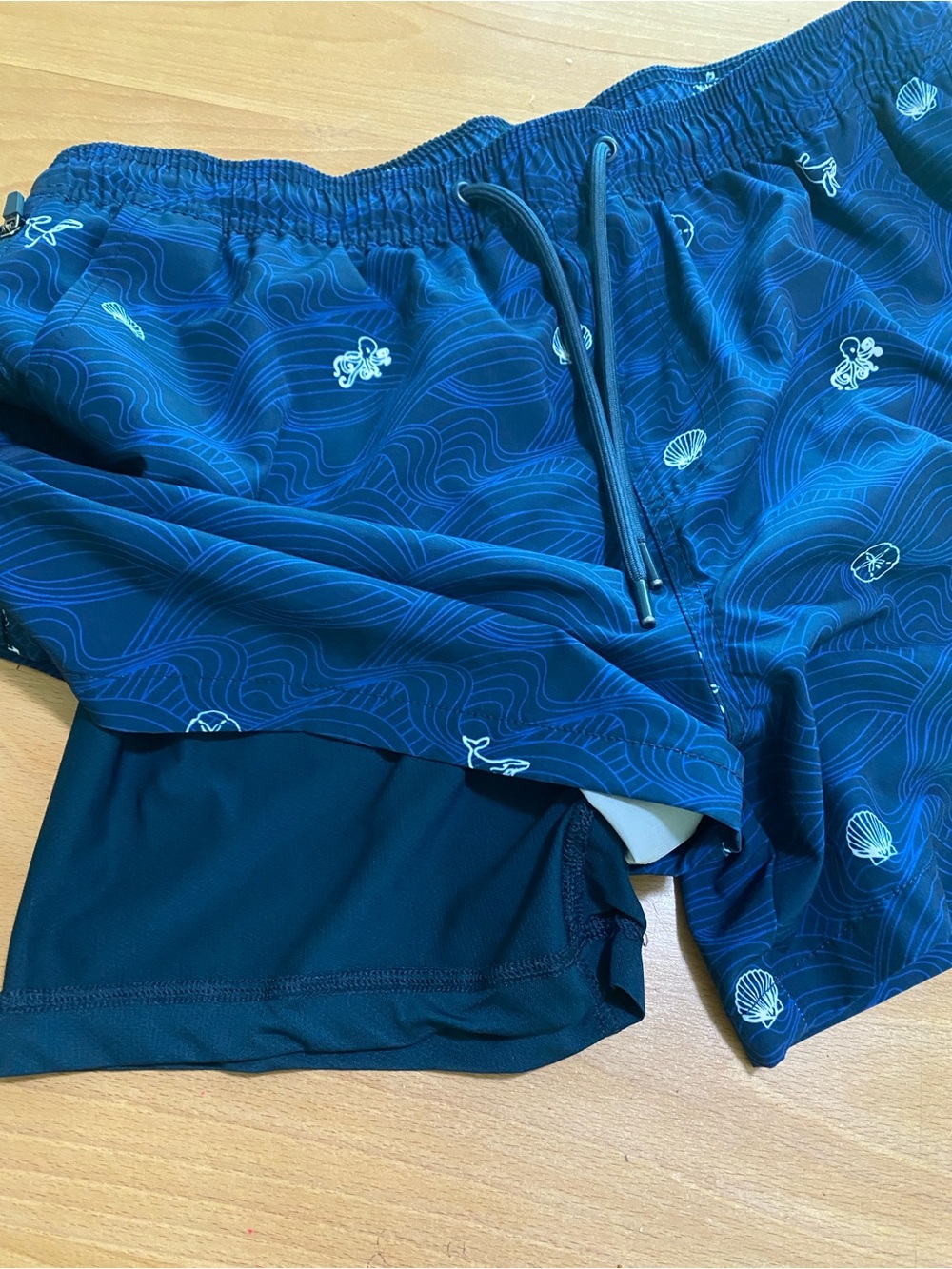 Goodfellow & Co Navy Wave She’ll Nautical Swim Shorts Lined